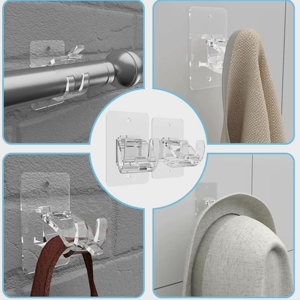 8 Pack No Drill Curtain Rod Brackets Self Adhesive Wall Hooks